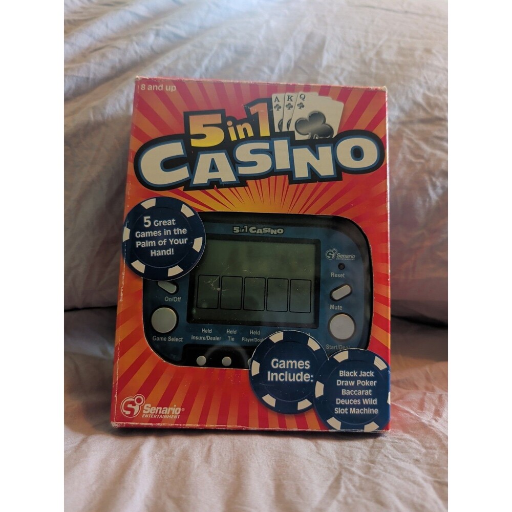 5 in 1 Casino Handheld Game: Black Jack, Poker, Baccarat, Deuces Wild, Slots
